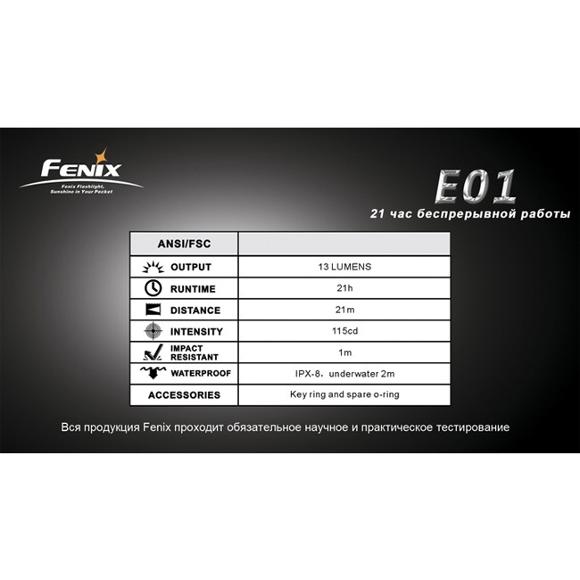 Фонарь Fenix E01 Nichia white GS
