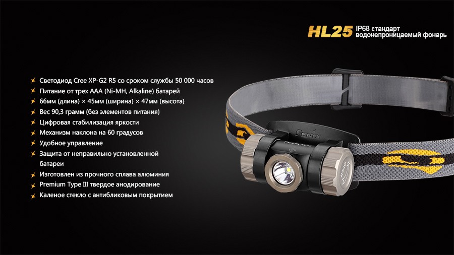 Налобный фонарь Fenix HL25 Cree XP-G2 (R5)