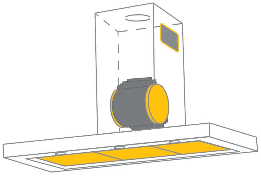 Работа вытяжки Pyramida в режиме рециркуляции